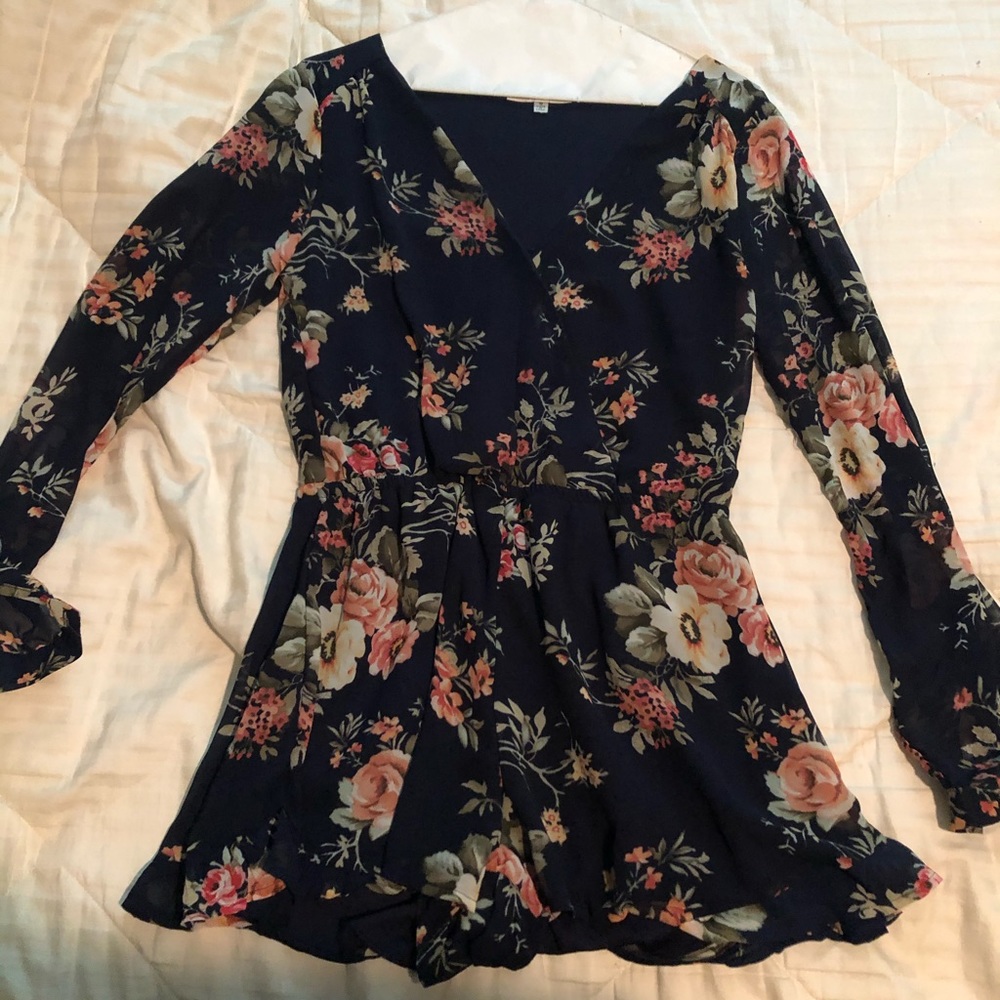 Navy blue floral romper by Papaya